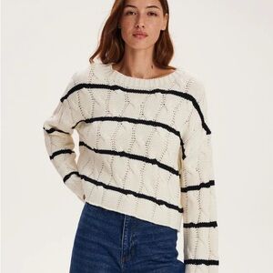 OAT New York Striped Cable Knit Sweater